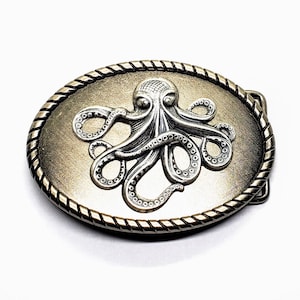 Handmade Antique Silver Octopus Belt Buckle
