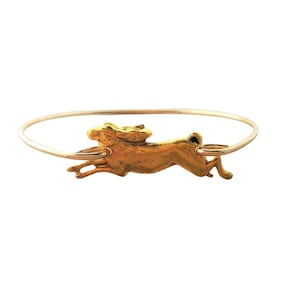 Handmade Gold Bunny Rabbit Bangle Bracelet