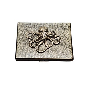 Handmade Antique Bronze Embossed Octopus Cigarette Case