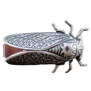 Handmade Oxidized Silver Cicada Tie Bar