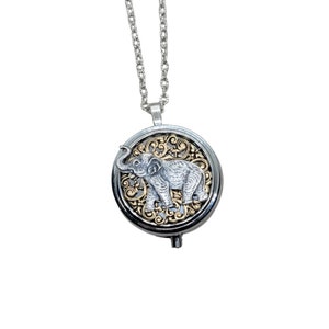 Handmade Silver Elephant Pill Box Necklace