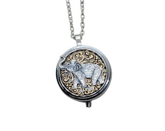 Handmade Silver Elephant Pill Box Necklace
