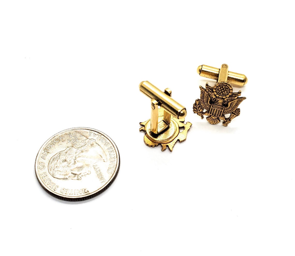 Handmade Oxidized Gold Army Cuff Links Etsy