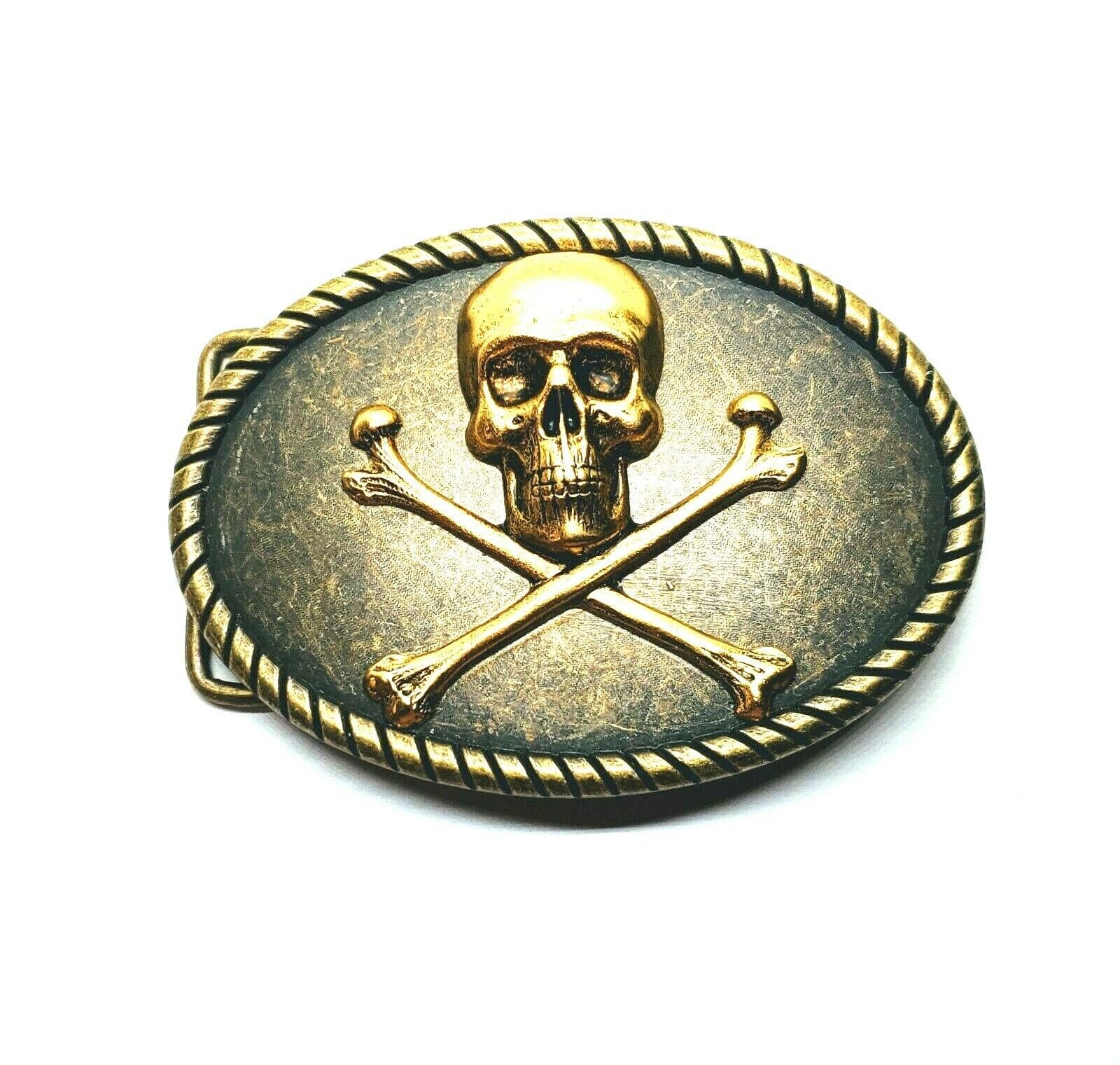 Rhinestone Skull & Crossbones Belt Buckle Bronze Pirate Style Pirate skull Crown skull buckle, trendy and fashionable  main image 3
