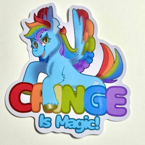 ¡La vergüenza es mágica! Pegatina de My Little Pony, 3 pulgadas, Rainbow Dash Merch, vinilo Fanart, regalo para amantes de pony, regalo divertido Cringe, nostalgia de los años 2000