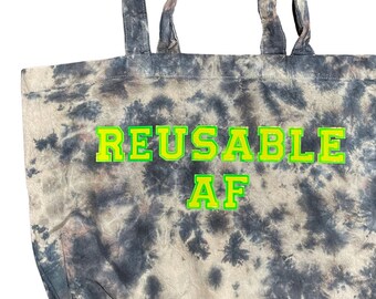 Bolsa de lona de tie-dye reutilizable / Bolsa de compras no plástica / Carryall lindo / Tote ecológico / Regalo único / Tote de algodón / Shopper