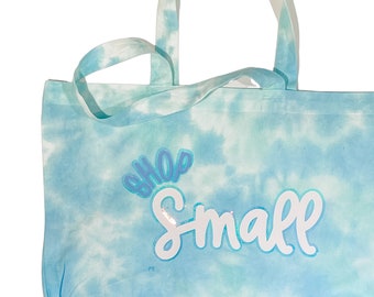 Compre una pequeña bolsa reutilizable de tie dye / bolsa de mercado de lona ecológica / bolsa de compras de apoyo para pequeñas empresas