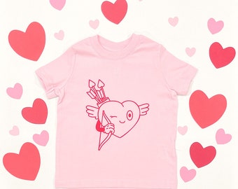 Cupid’s Arrow Girls Valentine’s Day T-Shirt | Happy Heart Toddler and Youth Girls Valentine's Day Tee | Girls Valentine's Outfit