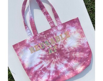 Reusable Tie-Dye Canvas Tote Bag - Eco-Friendly Carryall - Unique Gift for Her
