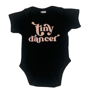 Tiny Dancer Baby Girl Onesie Black with Pink | Tiny Dancer Baby Bodysuit | Baby Girl Outfit