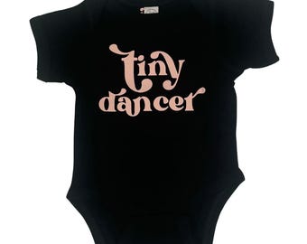 Tiny Dancer Baby Girl Onesie Black with Pink | Tiny Dancer Baby Bodysuit | Baby Girl Outfit