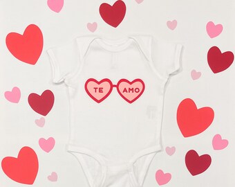 Te Amo Baby Girl Valentine’s Day Onesie  |  I Love You Valentine's Day Baby Bodysuit  |  Baby Shower Gift | Baby's First Valentine's Day