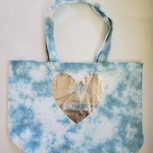 Love Stack Personalized Tie-Dye Canvas Tote Bag | Custom Eco-Friendly Tote | Stocking Stuffer | Unique Gift | Cotton Tote | Shopping Bag