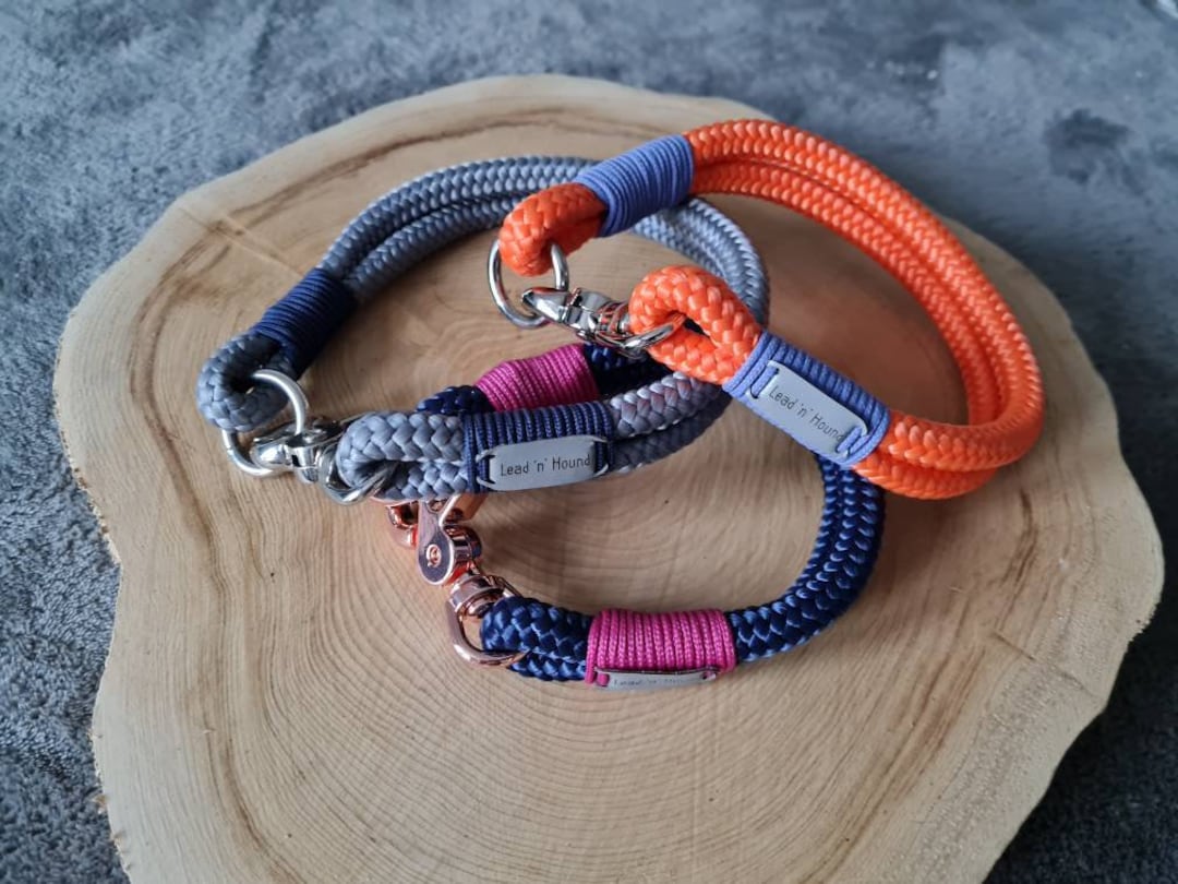 Dog Tag Rope Double Rope Dog ID Tag Collar/holder with Clip Handmade to Measure PPM ...
