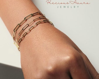 Precious Aura Jewelry- Gold Paperclip Bracelet -