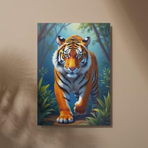 Digitale Wandkunst, Buntes Poster, Trendy Tiger, Digitaler Download.