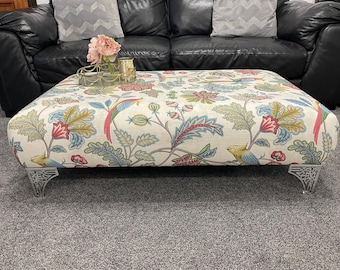 Handmade Upholstered Footstool Coffee Table: Chintz Animal Print