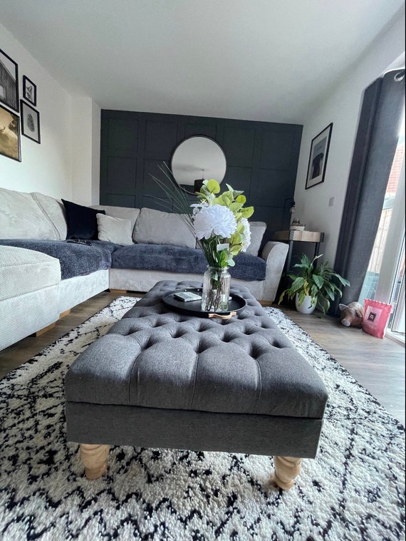 Extra Large Thick Foam Handmade Chesterfield Footstool Coffee