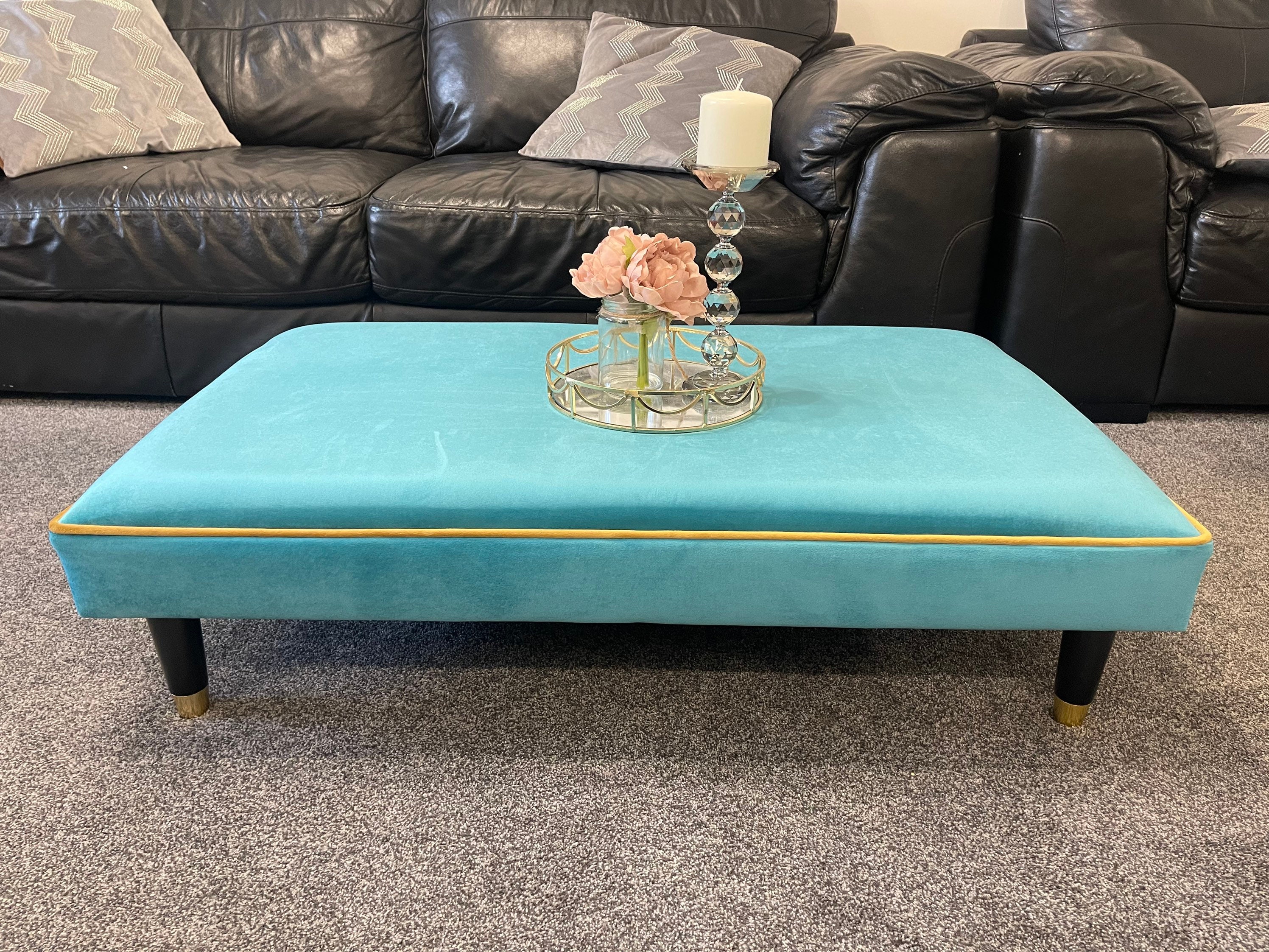 Handmade Flat Top Footstool Coffee Table Footrest Puffy in