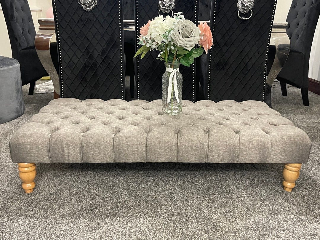 Extra Large 4FT ,48 Handmade Chesterfield Footstool Coffee Table in