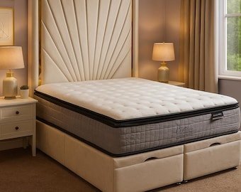 Ottoman Gas Lift Divan Storage Bed Frame 72" High Headboard in Plush Velvet