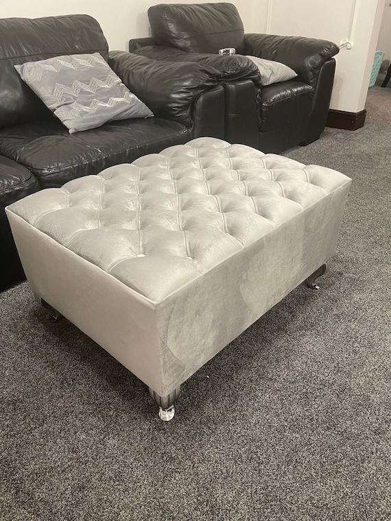 Handmade High Chesterfield Footstool Coffee Table in Plush soft
