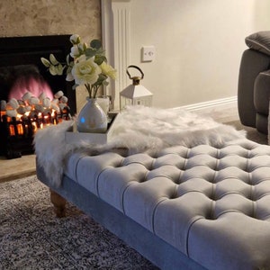 Handmade High end Chesterfield Upholstered Quality Footstool , coffee table footrest in plush velvet with V24 foam filling