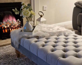 Handmade Chesterfield Velvet Footstool Coffee Table