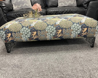 Handmade Deer Print Upholstered Footstool Coffee Table