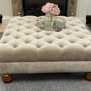 Handmade Deep Foam thick Chesterfield Footstool coffee table footrest in quality naple fabric