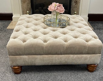 Handmade Deep Foam thick Chesterfield Footstool coffee table footrest in quality naple fabric