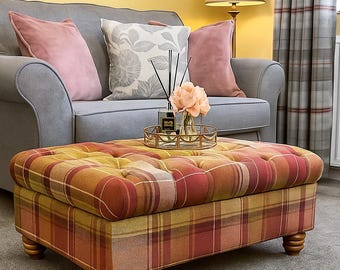 Handmade Chesterfield Argyle Ottoman: Upholstered Storage Bench, Living Room Decor