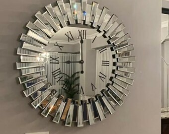 Mirror Wall Clock Etsy Mirror Wall Clock Etsy