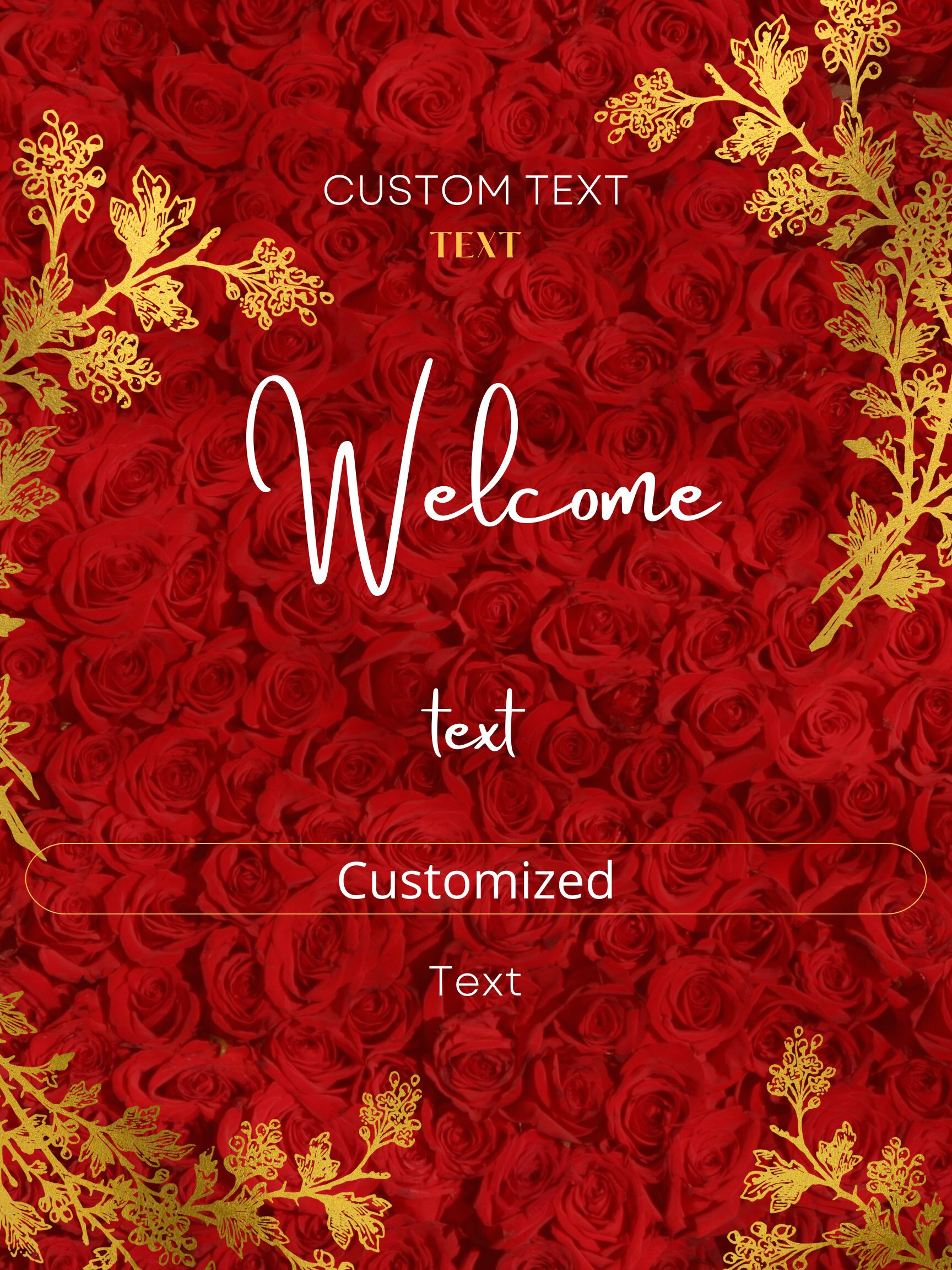 Welcome Message Red Welcome Sign Template -red & Gold Floral - Etsy
