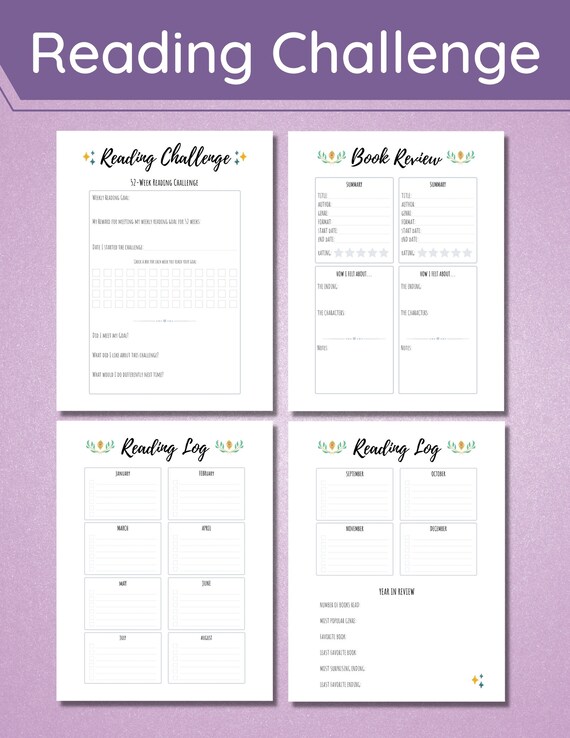 Reading Challenge 52week Reading Challenge With Book Review Etsy