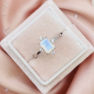 Liberty Moonstone Ring, Simple Ring, Modern Ring, Statement Ring, Promise Ring, Rings for women, Sterling silver ring, Rainbow moonstone