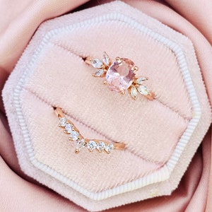 Angelic Morganite Spinel Set, Promise Ring, Stacking Ring, Morganite, Statement Ring, Engagement, Rings for women, Sterling Silver