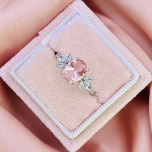 Peace Morganite Spinel Ring, Simple Ring, Oval Ring, Statement Ring, Promise Ring, Rings for women, Sterling silver ring, Engagement Ring