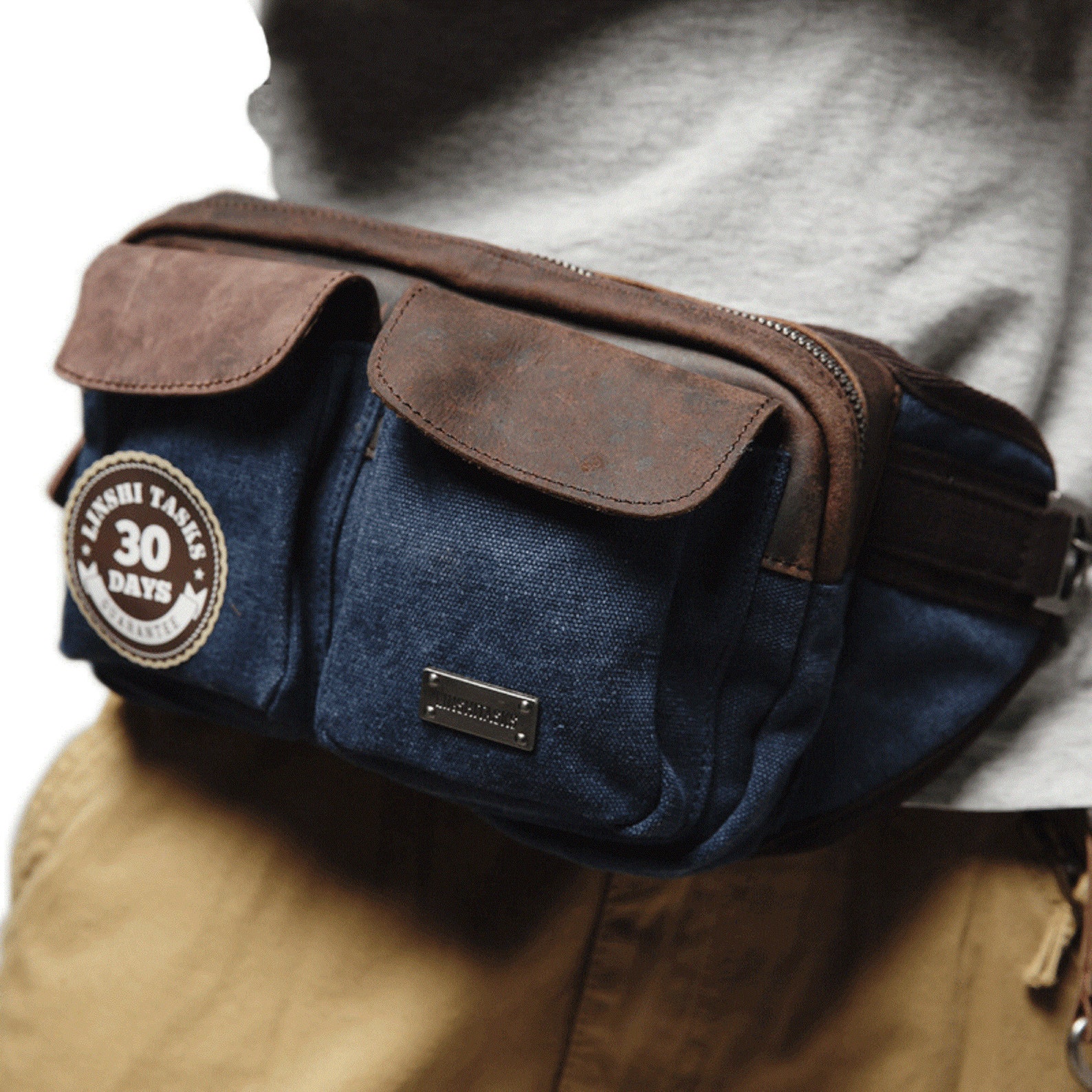 Casual Canvas Fanny Pack Leather Waist Bag Fanny Pack For Etsy