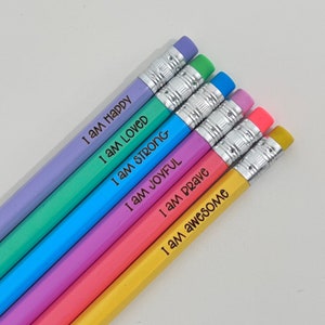 Crayons pastel affirmation, rentrée scolaire, crayons personnalisés, cadeau anniversaire