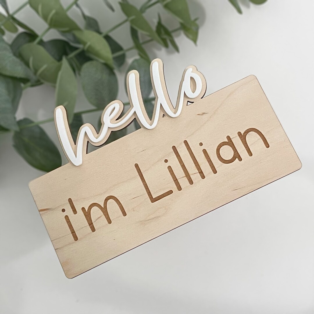 Hello Baby Sign, Wood Sign, Personalized Announcement Baby Name Sign Etsy