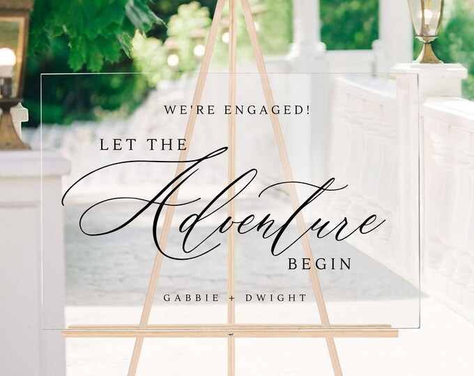 Let the Adventure Begin Welcome Sign | Acrylic Engagement Welcome Sign ...