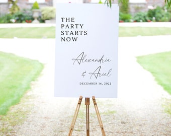 The Party Starts Now Sign | Reception welcome sign | Custom Printed Wedding Sign | Physical Wedding sign | BMM3003