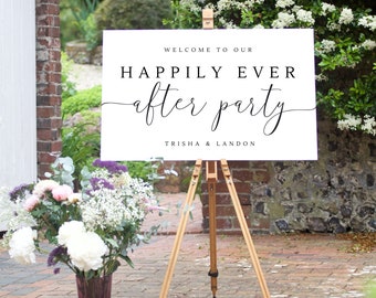 Happily Ever After Party Sign | Reception welcome sign | Custom Printed Wedding Sign | Physical Sign | Happily Ever After Party Horizontal