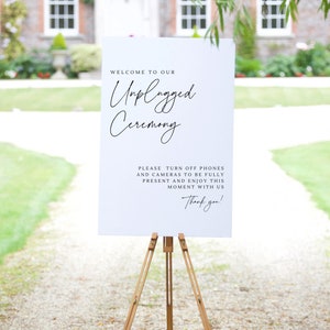 Unplugged Ceremony Sign | Welcome Wedding Sign | Welcome to our Unplugged Wedding Sign | Minimal Wedding Sign | La Lux Unplugged