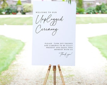 Unplugged Ceremony Sign | Welcome Wedding Sign | Welcome to our Unplugged Wedding Sign | Minimal Wedding Sign | La Lux Unplugged