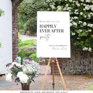 Happily Ever After Party Sign | Reception welcome sign | Custom Printed Wedding Sign | Physical Sign | Happily Ever After Party Vertical