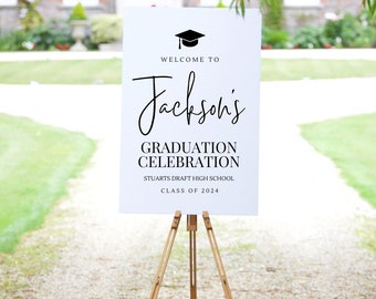 Graduation Party Welcome Sign | Custom Graduation Party Sign | Printed Grad Party Sign | Grad Celebration with Cap BMM1001