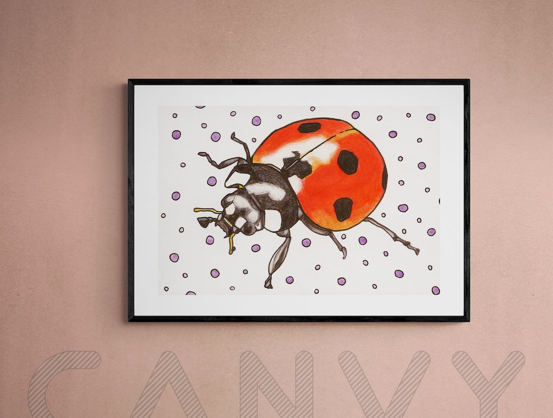 Watercolor Ladybug Print, Polka Dot Wall Art (5x7) - Etsy