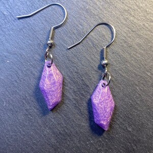 Purple with Gold Shimmer Colorshift Earrings - Skinny Asymmetrical